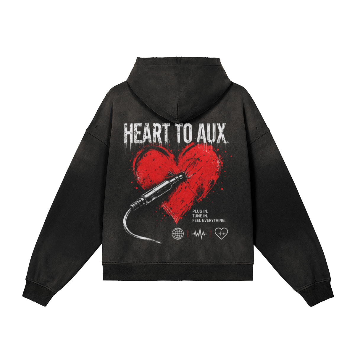 Heart To Aux "HTA OG" Sun-Faded Oversized Zip-up Hoodie